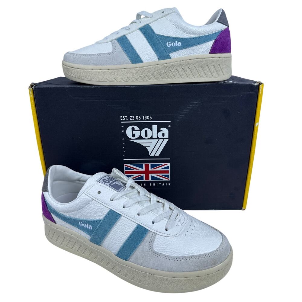 Gola Grandslam Trident Women's Casual Sneaker Shoes White/Ocean/Ash Size 7